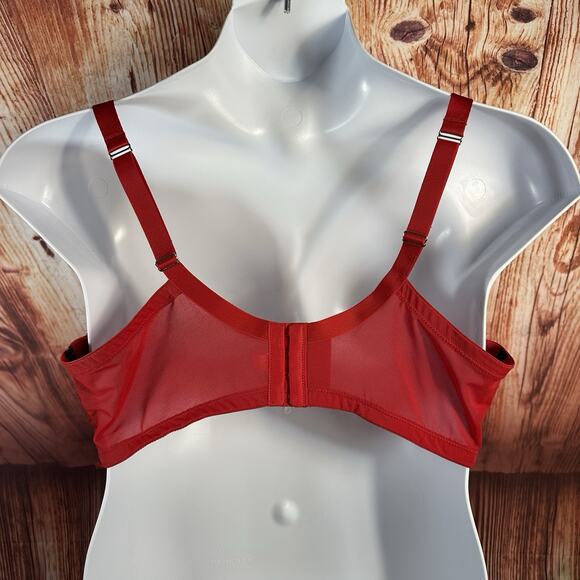 Cacique BOOST BALCONETTE Size 42F Red Lace Black Underlay Padded Underwire Bra - Picture 3 of 6